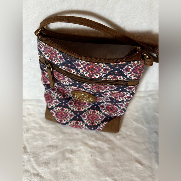 bag Crossbody Bag Womens Small Brown Blue Leather Bohemian 8x8 Purse Handbag - Picture 10 of 16